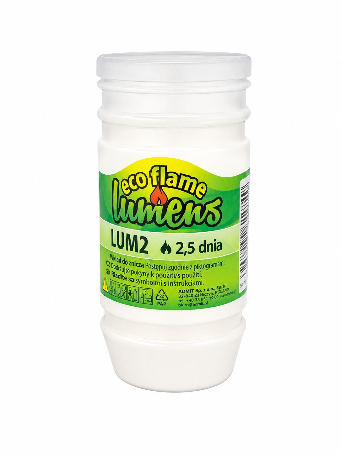 Pietny sviečkový vklad Ecoflame Lumens LUM2, 2,5 dňa
