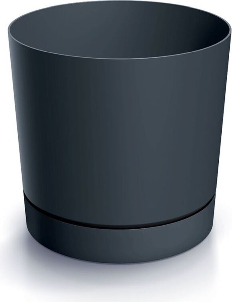 Antracitový hladký plastový kvetináč