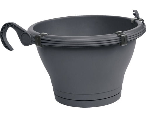 Sivý závesný plastový kvetináč