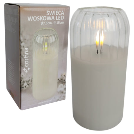 Biela vosková LED sviečka Cortina