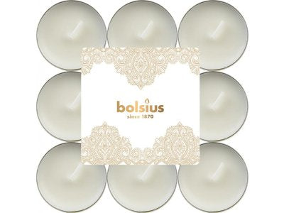 Biele čajové sviečky Bolsius, 18 kusov