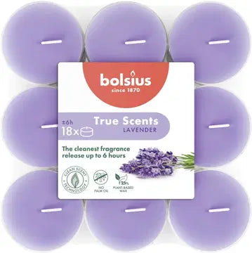 Čajové sviečky Bolsius True Scents Lavender, 18 kusov