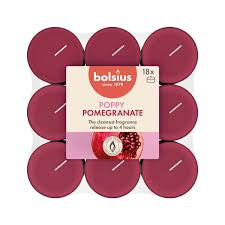Čajové sviečky Bolsius Poppy & Pomegranate, 18 kusov