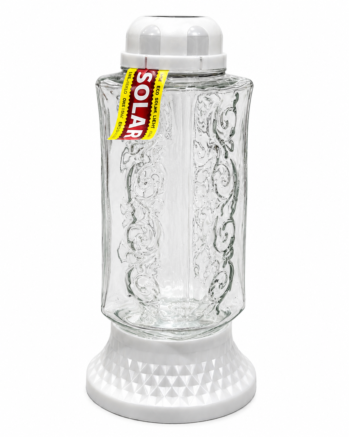 Solárny číry sklenený pietny lampáš