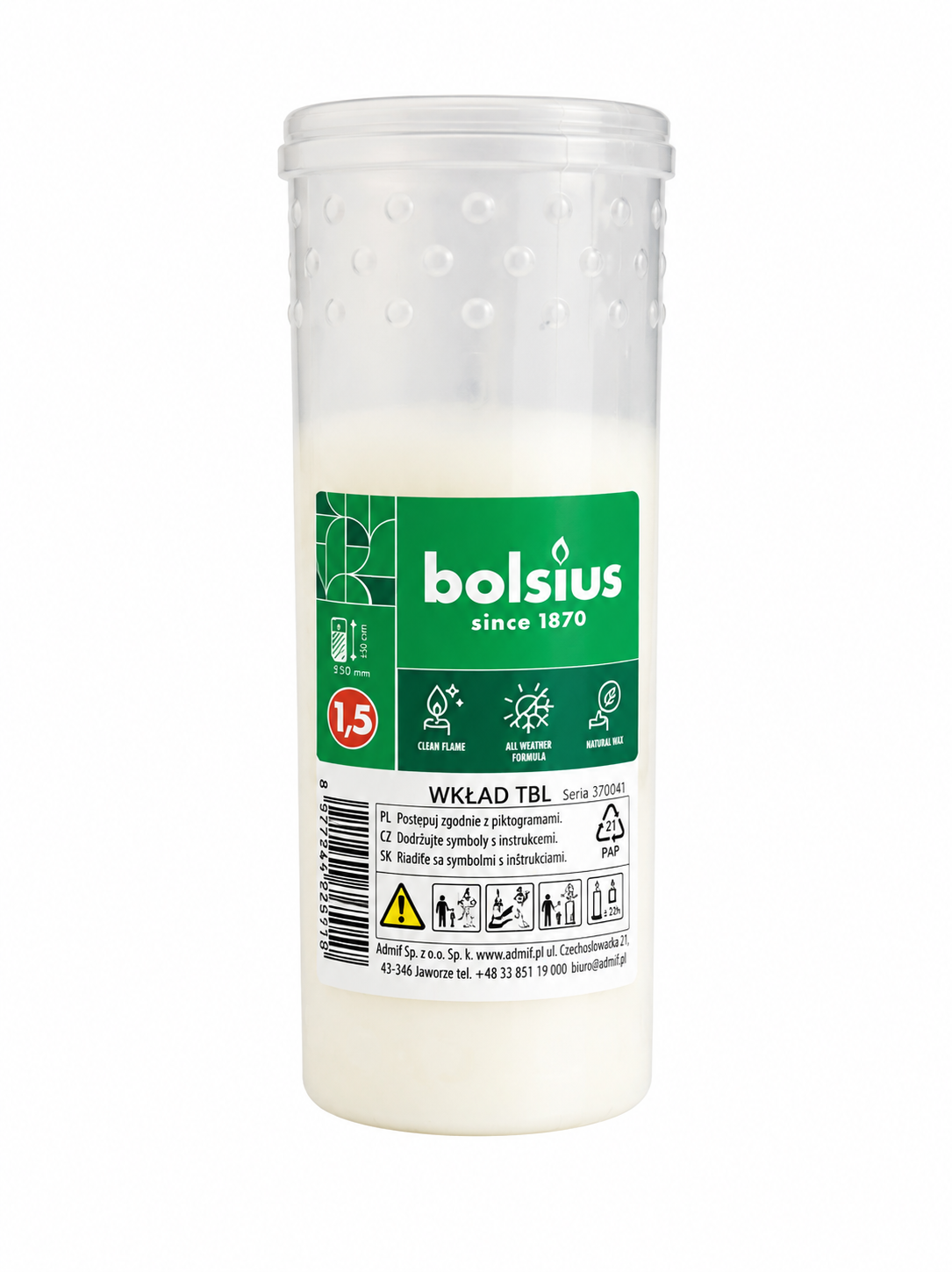 Pietny sviečkový vklad Bolsius