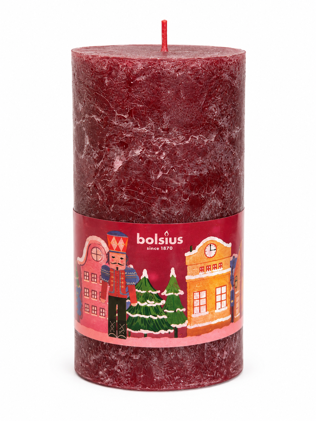 Červená vianočná sviečka Bolsius – dedinka